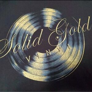 John Varvatos USA Black Solid Gold Vinyl Short Sleeve Tshirt SZ L